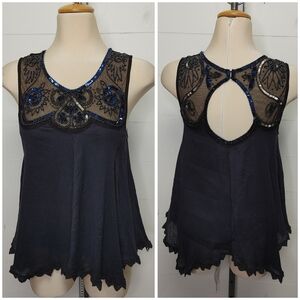 Free People beaded gauzy cotton top size XS/S